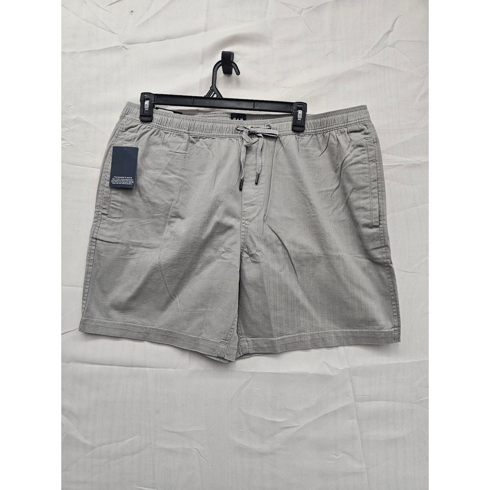 Gap Mens Pull On Shorts Charcoal Grey Herringbone Cotton‎ Stretch XXL GP008385